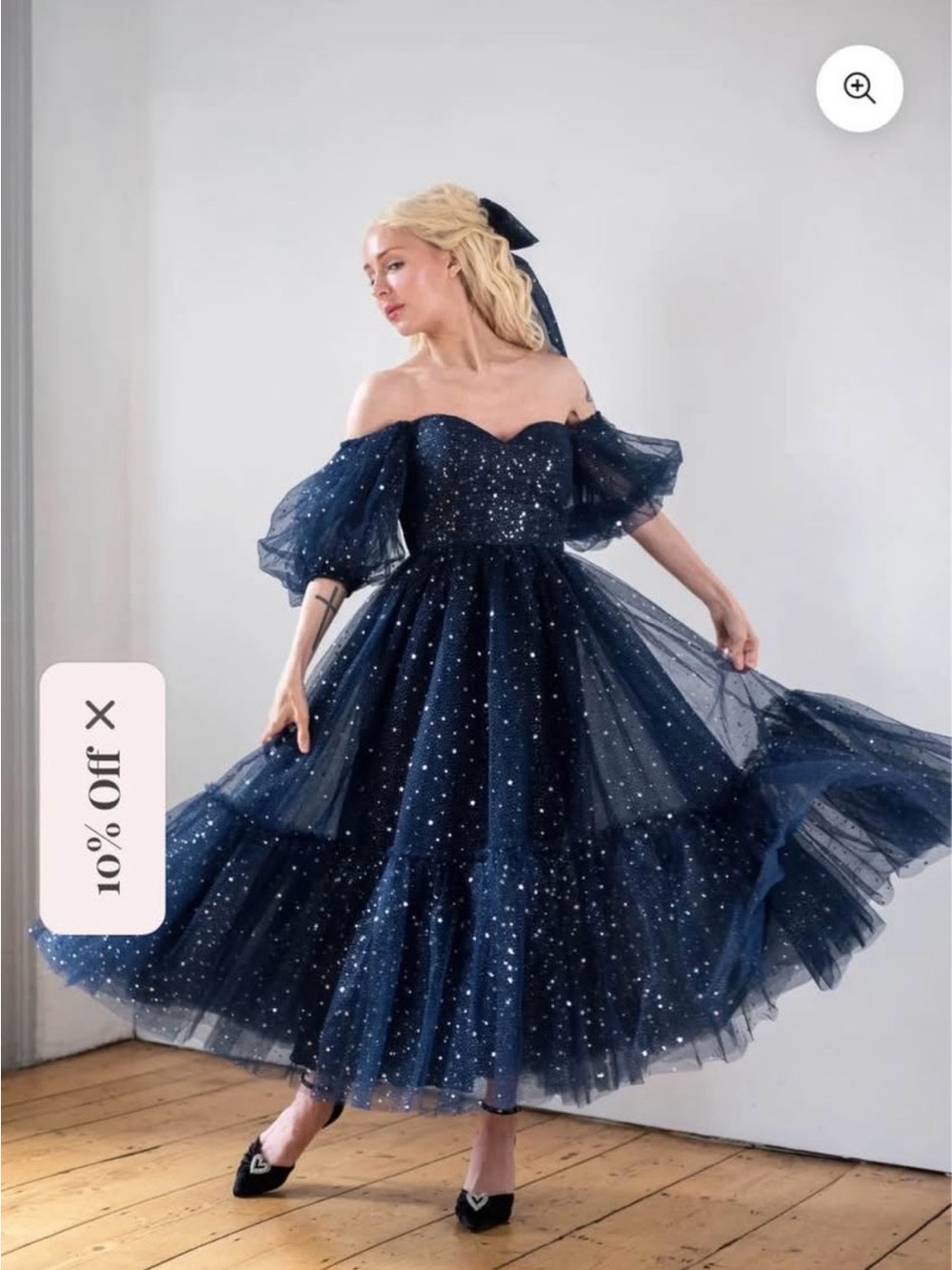 Fanciful Doll - Cosmic Stargazer Dress Navy Tulle Star Midi Dress